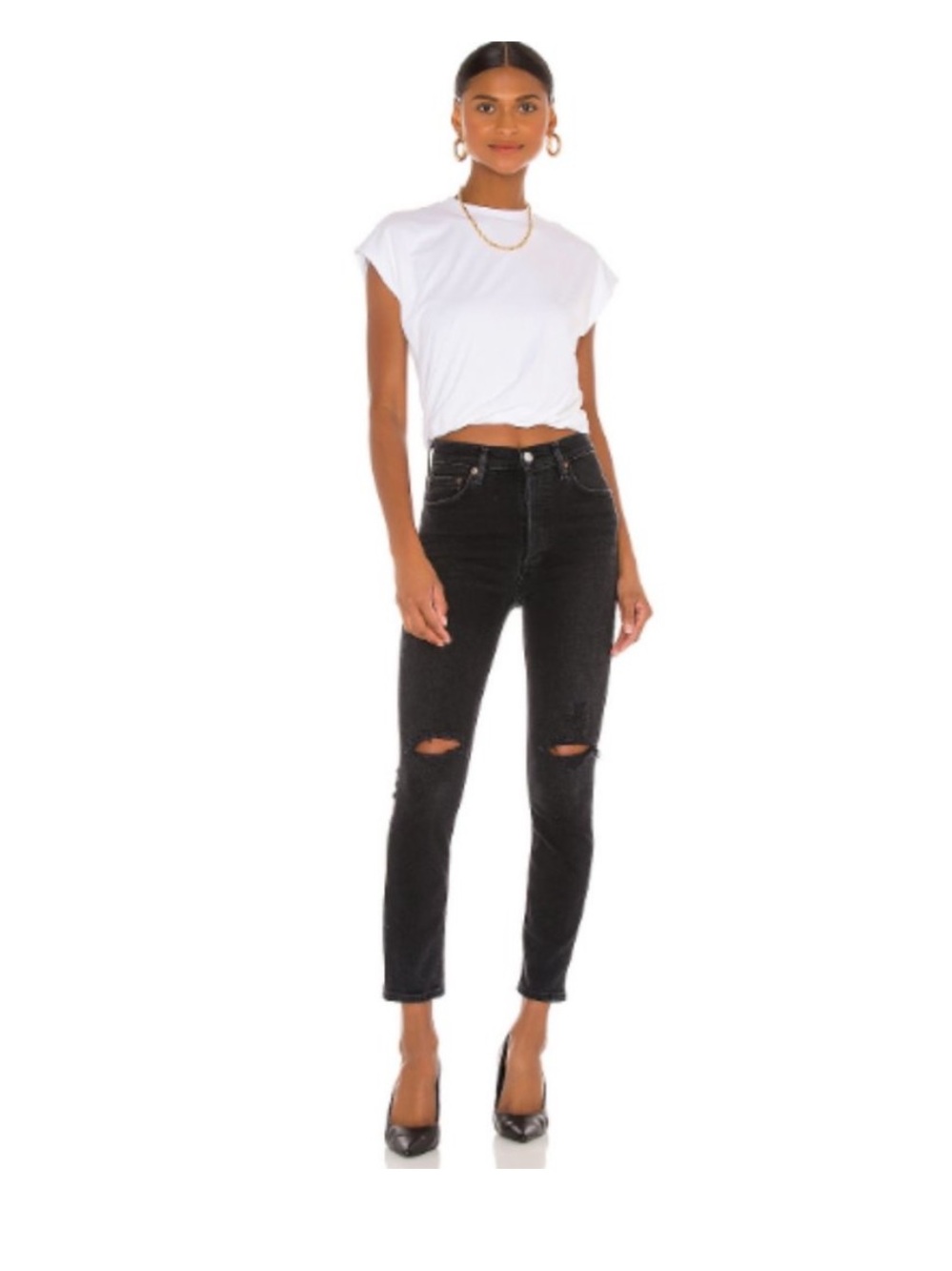 AGOLDE Nico High Rise Slim Jeans in Cassette Black Sz 25